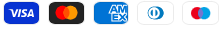 Visa, Mastercard, American Express, Diners y Maestro